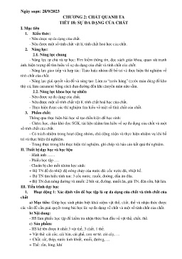 Giáo án Khoa học tự nhiên 6 (Kết nối tri thức) - Tiết 18: Sự đa dạng của chất - Năm học 2023-2024