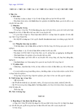 Giáo án Khoa học tự nhiên 6 (Kết nối tri thức) - Tiết 19-21: Các thể của chất và sự chuyển thể - Năm học 2023-2024