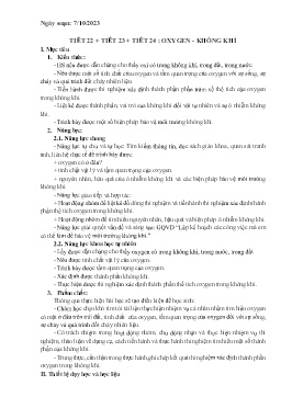 Giáo án Khoa học tự nhiên 6 (Kết nối tri thức) - Tiết 22-24: Oxygen. Không khí - Năm học 2023-2024