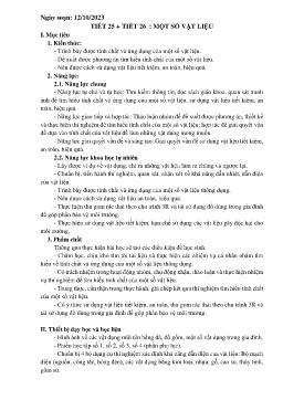 Giáo án Khoa học tự nhiên 6 (Kết nối tri thức) - Tiết 25+26: Một số vật liệu - Năm học 2023-2024