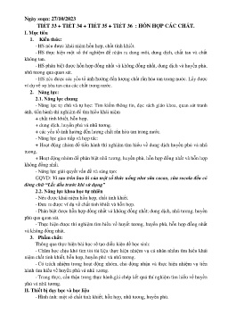Giáo án Khoa học tự nhiên 6 (Kết nối tri thức) - Tiết 33-36: Hỗn hợp các chất - Năm học 2023-2024