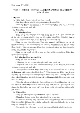 Giáo án Khoa học tự nhiên 6 (Kết nối tri thức) - Tiết 41+42: Cấu tạo và chức năng các thành phần của tế bào - Năm học 2023-2024