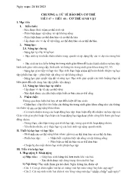 Giáo án Khoa học tự nhiên 6 (Kết nối tri thức) - Tiết 47+48: Cơ thể sinh vật - Năm học 2023-2024