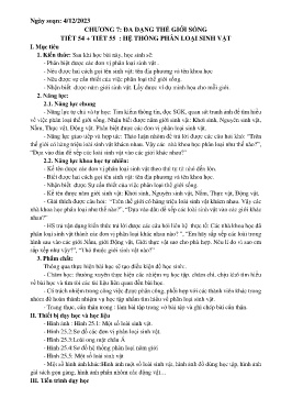 Giáo án Khoa học tự nhiên 6 (Kết nối tri thức) - Tiết 54+55: Hệ thống phân loại sinh vật - Năm học 2023-2024