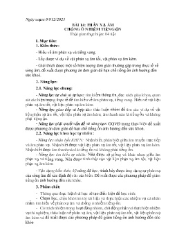 Giáo án Khoa học tự nhiên 7 - Bài 14: Phản xạ âm cường ô nhiễm tiếng ồn - Năm học 2023-2024