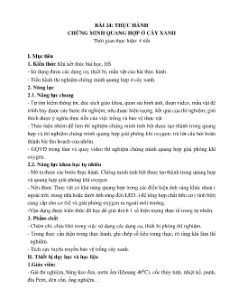 Giáo án Khoa học tự nhiên 7 - Bài 24: Thực hành chứng minh quang hợp ở cây xanh