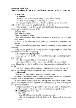 Giáo án Khoa học tự nhiên 7 - Bài 36: Khái quát về sinh trưởng và phát triển ở sinh vật - Năm học 2023-2024