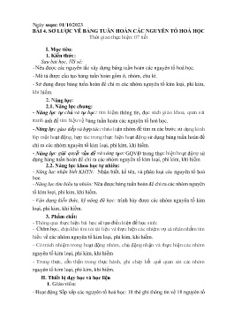 Giáo án Khoa học tự nhiên 7 - Bài 4: Sơ lược vẽ bảng tuần hoàn các nguyên tố hóa học - Năm học 2023-2024