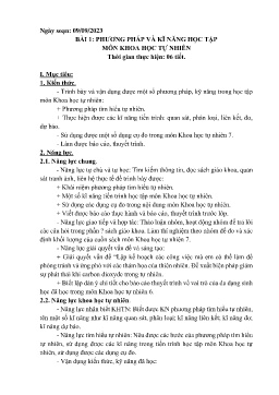 Giáo án Khoa học tự nhiên 7 - Tuần 2 - Năm học 2023-2024