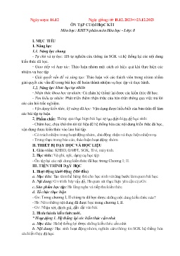 Giáo án Khoa học tự nhiên 8 - Bài: Ôn tập cuối học kì I - Năm học 2023-2024