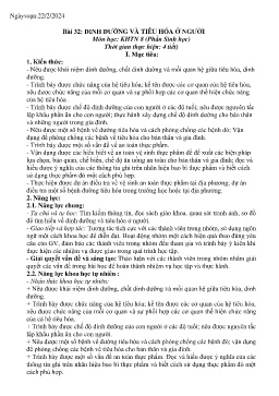 Giáo án Khoa học tự nhiên 8 (Kết nối tri thức) - Bài 32: Dinh dưỡng và tiêu hóa ở người - Năm học 2023-2024