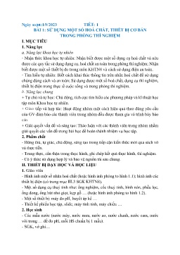 Giáo án Khoa học tự nhiên 8 (Kết nối tri thức) - Tiết 1, Bài 1: Sử dụng 1 số hóa chất, thiết bị cơ bản trong phòng thí nghiệm - Năm học 2023-2024