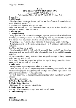 Giáo án Khoa học tự nhiên 8 (Kết nối tri thức) - Tiết 17-21, Bài 6: Tính theo phương trình hóa học - Năm học 2023-2024