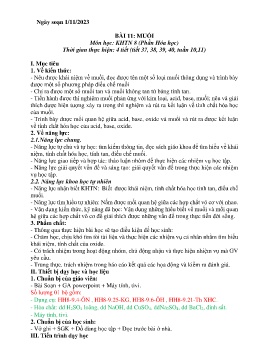 Giáo án Khoa học tự nhiên 8 (Kết nối tri thức) - Tiết 37-40, Bài 11: Muối - Năm học 2023-2024