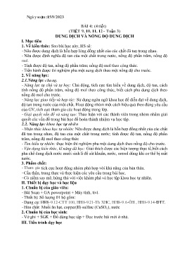 Giáo án Khoa học tự nhiên 8 (Kết nối tri thức) - Tiết 9-12, Bài 4: Dung dịch và nồng độ dung dịch - Năm học 2023-2024