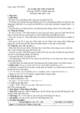 Giáo án Khoa học tự nhiên 8 (Kết nối tri thức) - Tuần 31 - Năm học 2023-2024