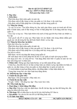 Giáo án Khoa học tự nhiên 8 (Kết nối tri thức) - Tuần 34 - Năm học 2023-2024