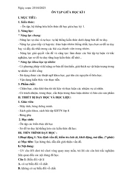 Giáo án Khoa học tự nhiên 8 (Kết nối tri thức) - Tuần 9+10 - Năm học 2023-2024