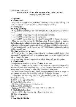 Giáo án Khoa học tự nhiên 8 - Tuần 13 - Năm học 2023-2024