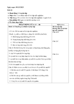 Giáo án Khoa học tự nhiên 8 - Tuần 15 - Năm học 2023-2024