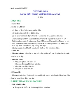 Giáo án Khoa học tự nhiên 8 - Tuần 19 - Năm học 2022-2023