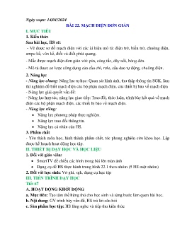 Giáo án Khoa học tự nhiên 8 - Tuần 20 - Năm học 2022-2023