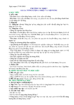 Giáo án Khoa học tự nhiên 8 - Tuần 22 - Năm học 2023-2024