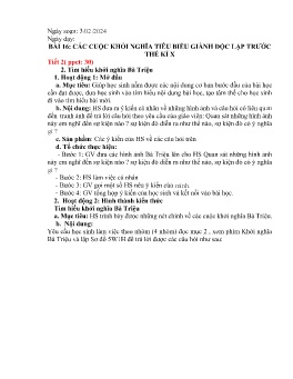 Giáo án Lịch sử 6 (Kết nối tri thức) - Bài 16: Các cuộc khởi nghĩa tiêu biểu giành độc lập trước thế kỉ X (Tiết 2) - Năm học 2023-2024