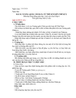 Giáo án Lịch sử 6 (Kết nối tri thức) - Bài 19: Vương quốc Chăm-pa từ thế kỉ II đến thế kỉ X (Tiết 2+3) - Năm học 2023-2024