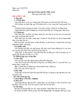 Giáo án Lịch sử 6 (Kết nối tri thức) - Bài 20: Vương quốc Phù Nam (Tiết 1) - Năm học 2023-2024