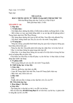 Giáo án Lịch sử 6 (Kết nối tri thức) - Tiết 14-16, Bài 9: Trung Quốc từ thời cổ đại đến thế kỉ thứ VII - Năm học 2023-2024