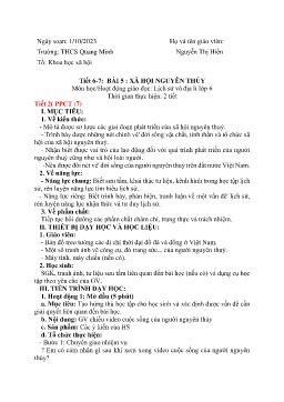 Giáo án Lịch sử 6 (Kết nối tri thức) - Tiết 6+7, Bài 5: Xã hội nguyên thủy (Tiết 2) - Năm học 2023-2024 - Nguyễn Thị Hiền