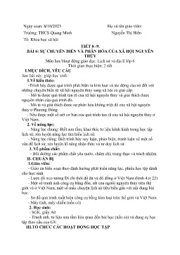 Giáo án Lịch sử 6 (Kết nối tri thức) - Tiết 8+9, Bài 6: Sự chuyển biến và phân hóa của xã hội nguyên thủy (Tiết 1+2) - Năm học 2023-2024 - Nguyễn Thị Hiền