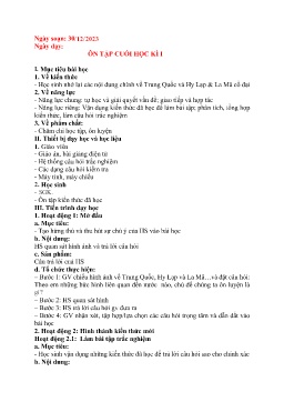 Giáo án Lịch sử 6 (Kết nối tri thức) - Tuần 18: Ôn tập cuối học kì I - Năm học 2023-2024