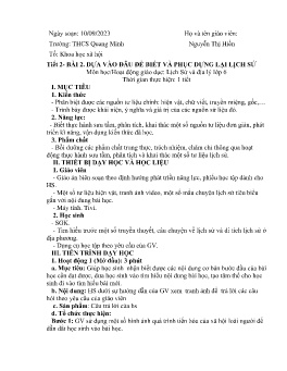 Giáo án Lịch sử 6 (Kết nối tri thức) - Tuần 2 - Năm học 2023-2024 - Nguyễn Thị Hiền