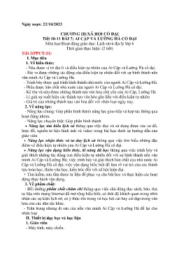 Giáo án Lịch sử 6 (Kết nối tri thức) - Tuần 8 - Năm học 2023-2024