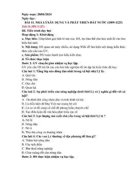 Giáo án Lịch sử 7 (Kết nối tri thức) - Bài 11: Nhà Lý xây dựng và phát triển đất nước (1009-1225) (Tiết 3) - Năm học 2023-2024