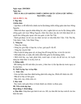 Giáo án Lịch sử 7 (Kết nối tri thức) - Bài 14: Ba lần kháng chiến chống quân xâm lược Mông-Nguyên (Tiết 2+3) - Năm học 2023-2024