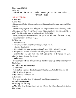 Giáo án Lịch sử 7 (Kết nối tri thức) - Bài 14: Ba lần kháng chiến chống quân xâm lược Mông-Nguyên (Tiết 4) - Năm học 2023-2024