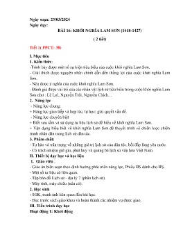 Giáo án Lịch sử 7 (Kết nối tri thức) - Bài 16: Khởi nghĩa Lam Sơn (Tiết 1) - Năm học 2023-2024
