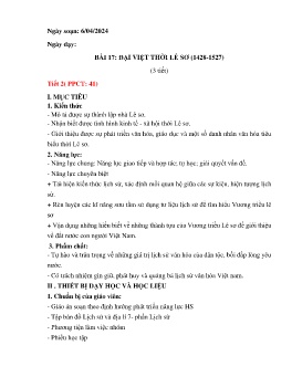 Giáo án Lịch sử 7 (Kết nối tri thức) - Bài 17: Đại Việt thời Lê Sơ (1428-1527) (Tiết 2) - Năm học 2023-2024