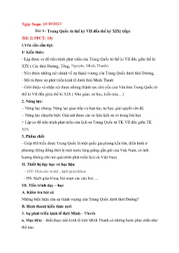 Giáo án Lịch sử 7 (Kết nối tri thức) - Bài 4: Trung Quốc từ thế kỉ VII đến thế kỉ XIX (Tiếp - Tiết 2) - Năm học 2023-2024