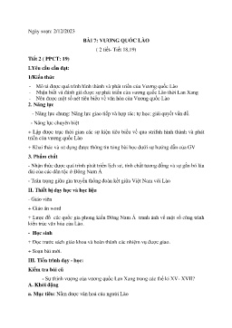 Giáo án Lịch sử 7 (Kết nối tri thức) - Tiết 18+19, Bài 7: Vương quốc Lào - Năm học 2023-2024