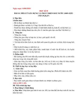 Giáo án Lịch sử 7 (Kết nối tri thức) - Tiết 25-27, Bài 11: Nhà Lý xây dựng và phát triển đất nước (1009-1225) - Năm học 2023-2024