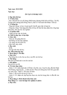 Giáo án Lịch sử 7 (Kết nối tri thức) - Tuần 18: Ôn tập cuối học kì I - Năm học 2023-2024