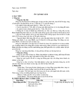 Giáo án Lịch sử 7 (Kết nối tri thức) - Tuần 35: Ôn tập học kì II - Năm học 2023-2024