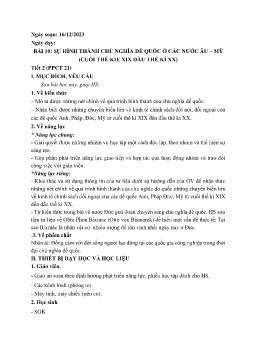 Giáo án Lịch sử 8 (Kết nối tri thức) - Bài 10: Sự hình thành chủ nghĩa đế quốc ở các nước Âu-Mỹ (Cuối thế kỉ XIX đầu thế kỉ XX) - Năm học 2023-2024