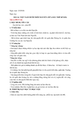 Giáo án Lịch sử 8 (Kết nối tri thức) - Bài 16: Việt Nam dưới thời Nguyễn (Nửa đầu thế kỉ XIX) (Tiết 2) - Năm học 2023-2024