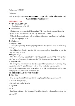 Giáo án Lịch sử 8 (Kết nối tri thức) - Bài 17: Cuộc kháng chiến chống thực dân Pháp xâm lược từ năm 1858 đến năm 1994 (Tiết 1) - Năm học 2023-2024