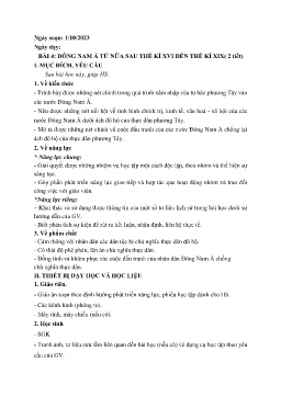 Giáo án Lịch sử 8 (Kết nối tri thức) - Bài 4: Đông Nam Á từ sau thế kỉ XVI đến thế kỉ XIX - Năm học 2023-2024